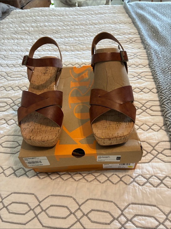 Korks Shoes - New !!!! Kork-Ease Brown Leather Cork Wedge Sandals